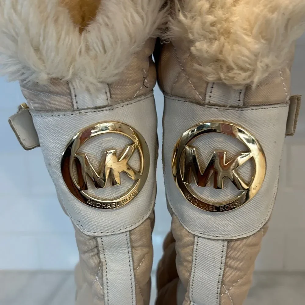 Michael Kors Boots Fulton Harness Quilted Tall Fur Lined Rainboots Winter Size 6